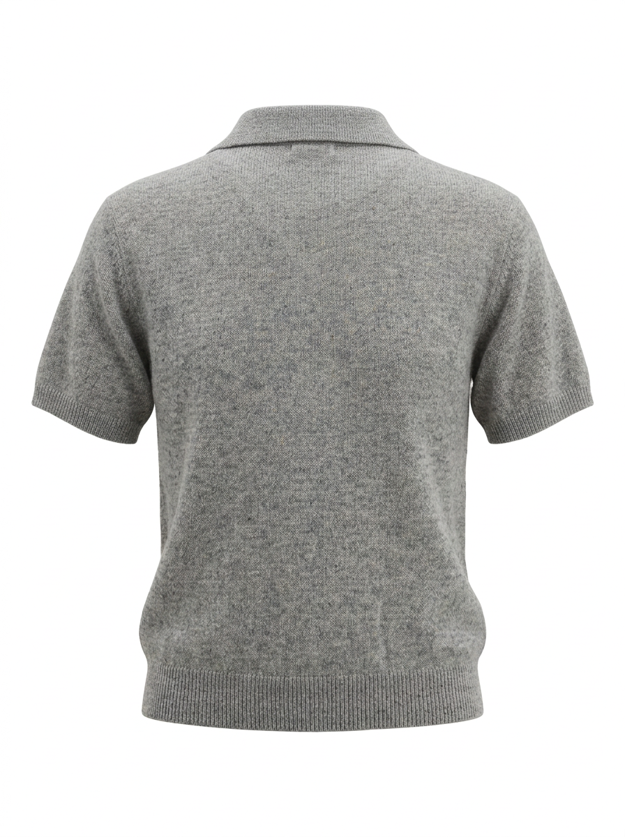 S26-155 – Kurzarm-Strickpolo – Grey – Rückansicht