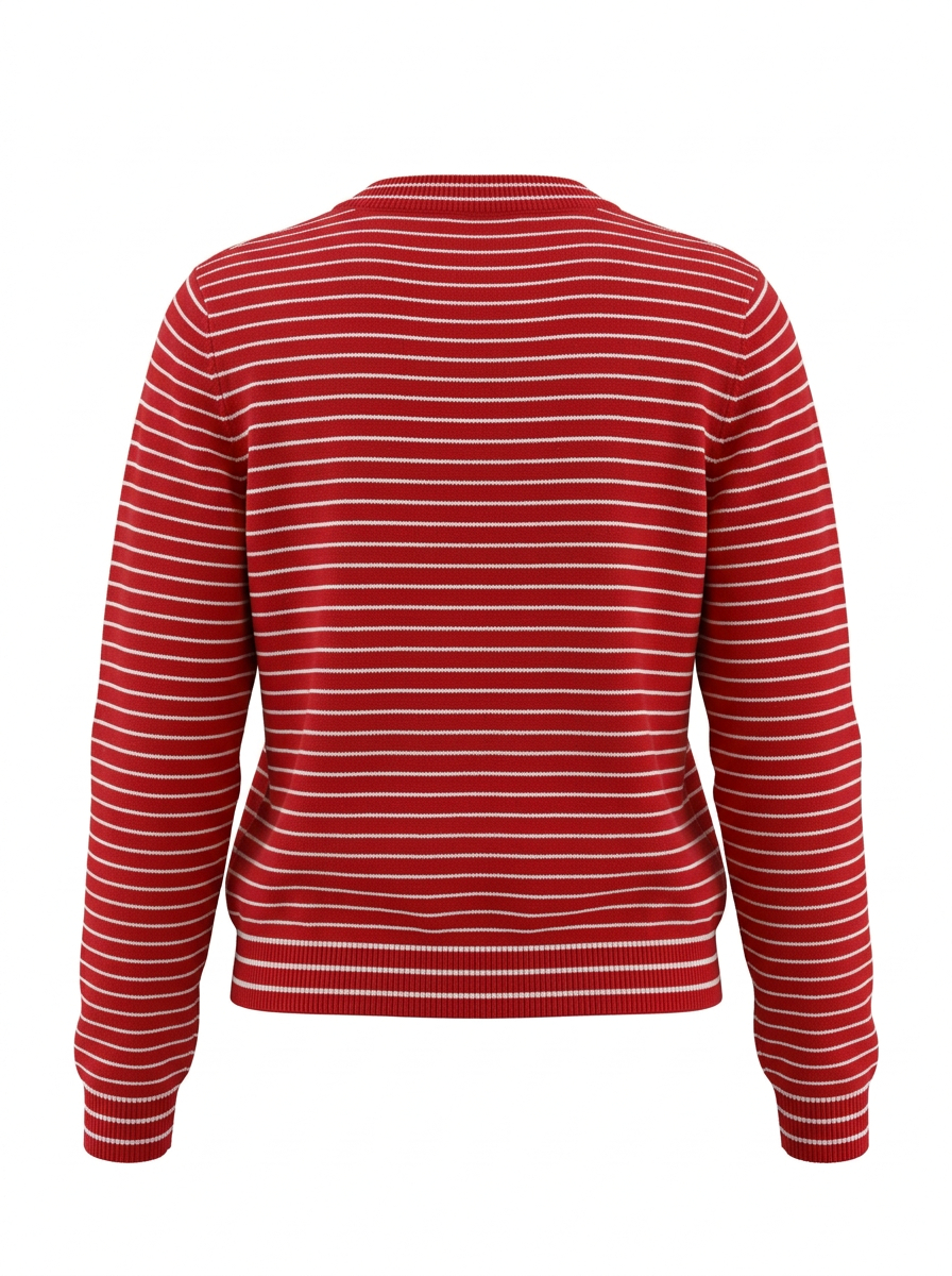 S26-192 – Gestreifter Strickpullover – Red – Rückansicht