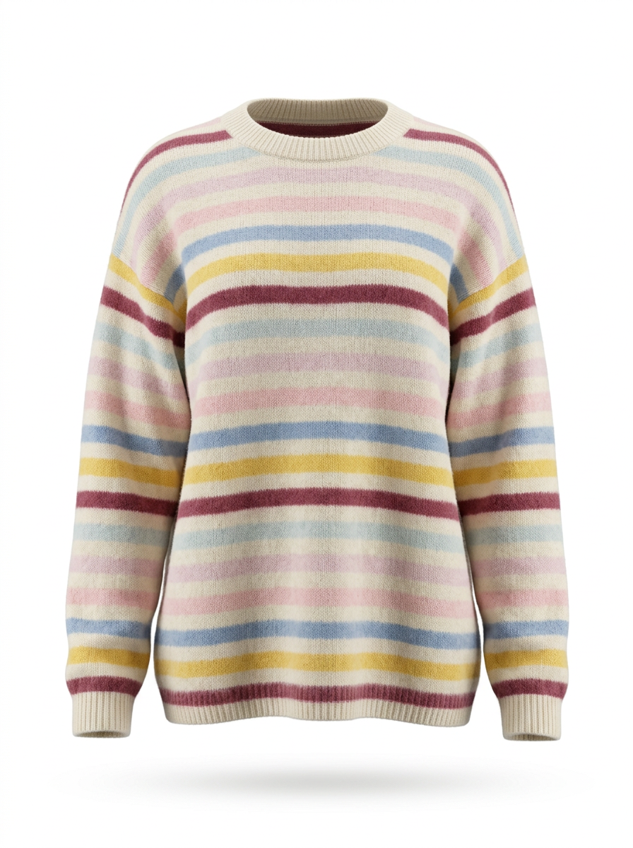 S26-207 – Gestreifter Strickpullover – Multicolor – Vorderansicht