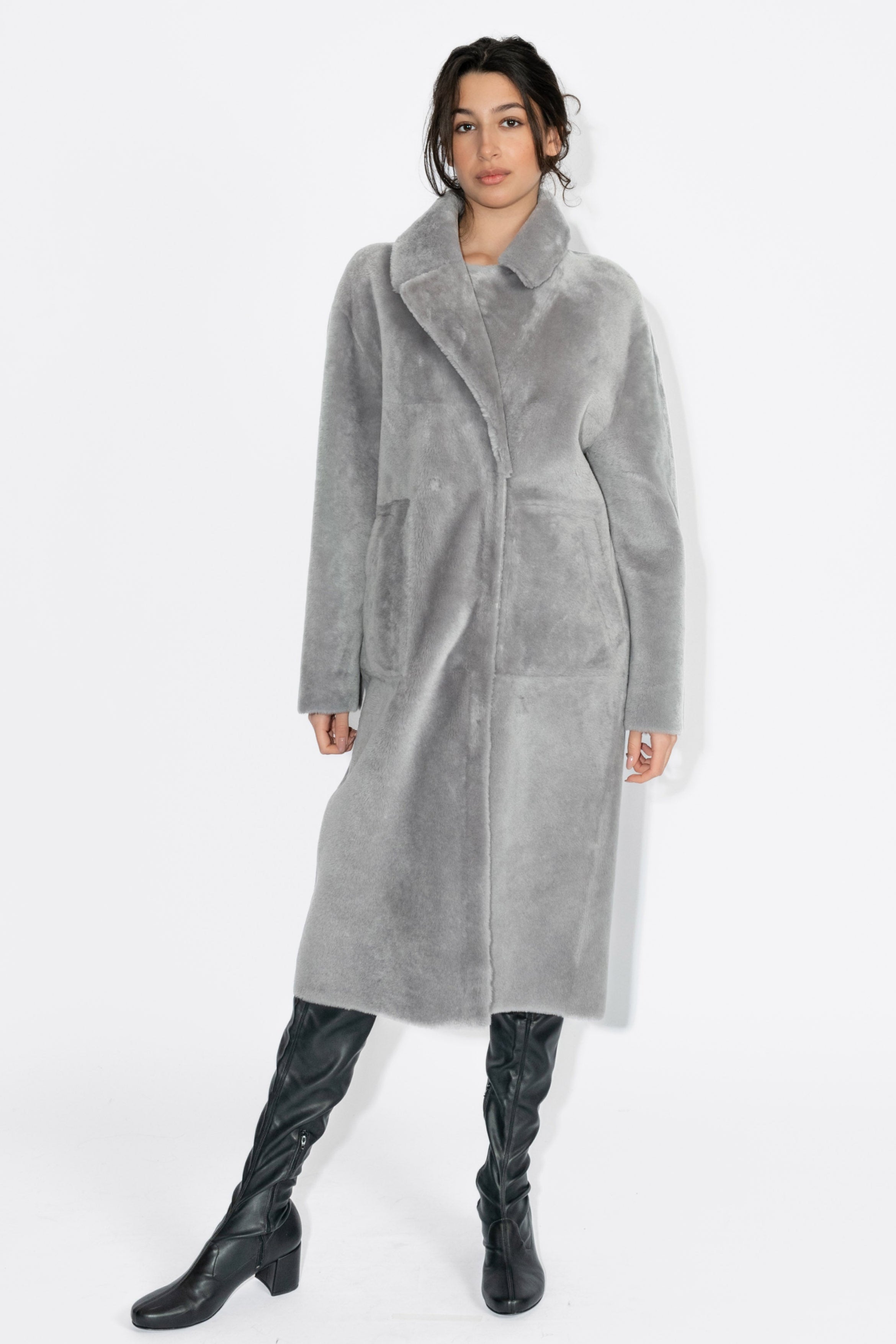 Coat, Mantel, Lang, Edel, Luxus, gemütlich, Shearling, cosy, Light, Leicht, Frauen, Reversible, Beidseitig Tragbar, Stilbewusst,