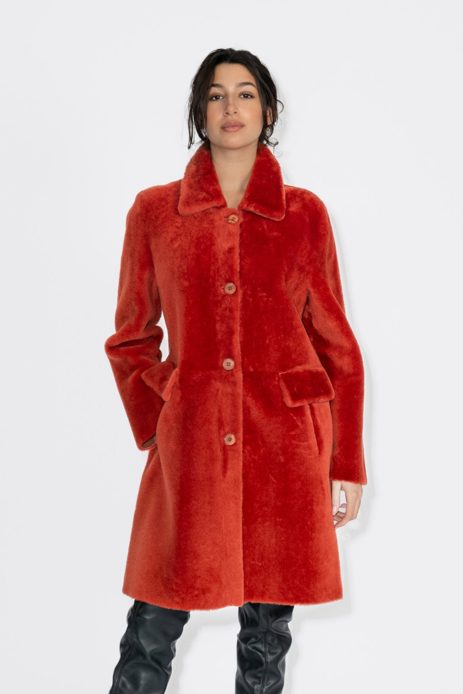 Leder, Fell, Mantel, Coat, Steven-K, weich, Lang, elegant