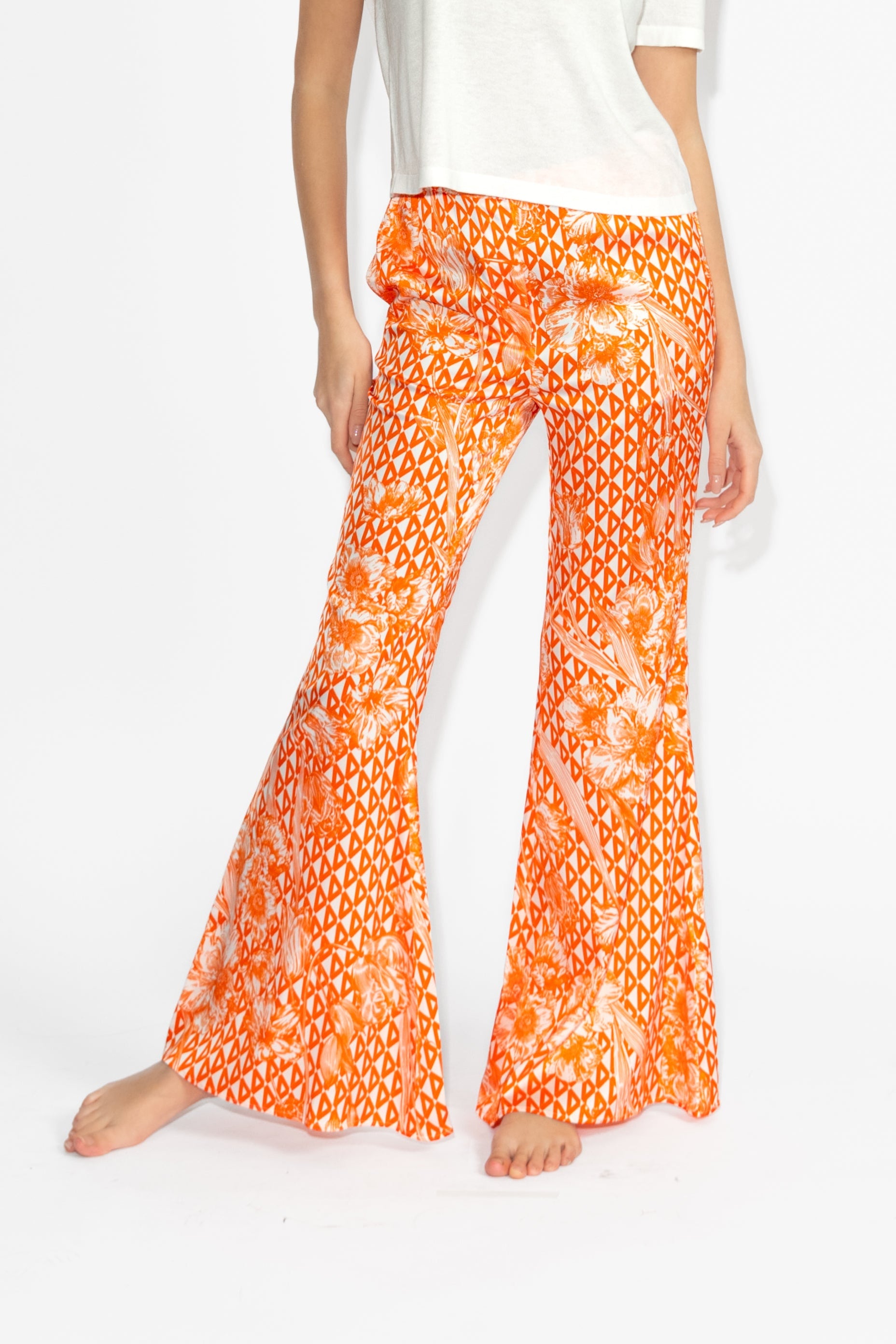 Pants, Hose, Cashmere, Luxusmode, Designermode, Frauenmode, Sommerlich, gemütlich, luftig, leicht, Bootcut, geometrisches Muster