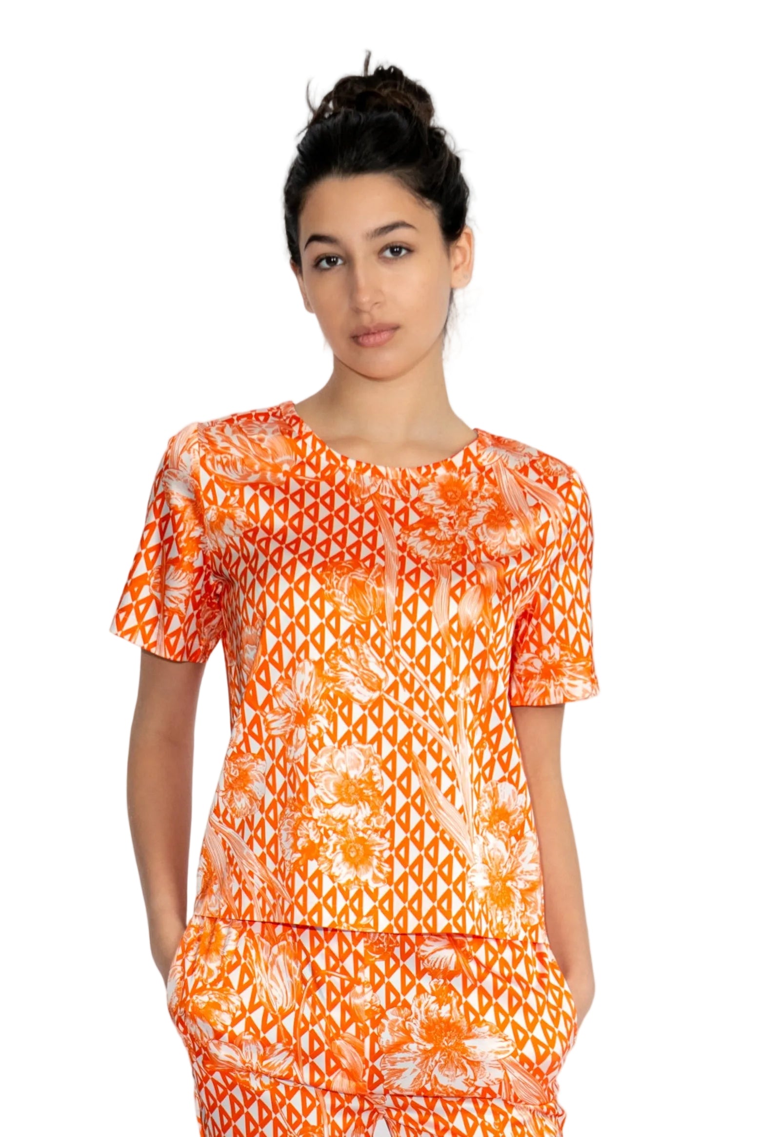 Basic, T-Shirt, Cashmere, Luxusmode, Designermode, Frauenmode, Sommerlich, gemütlich, Basic, geometrisches Muster, leicht, luftig