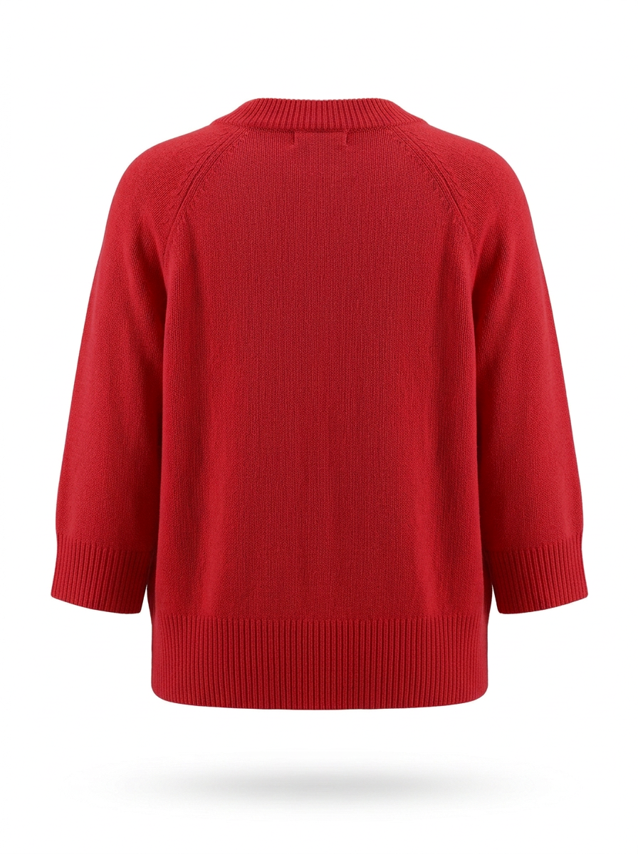 S26-152 – Strickpullover mit verkürzten Ärmeln – Red – Rückansicht