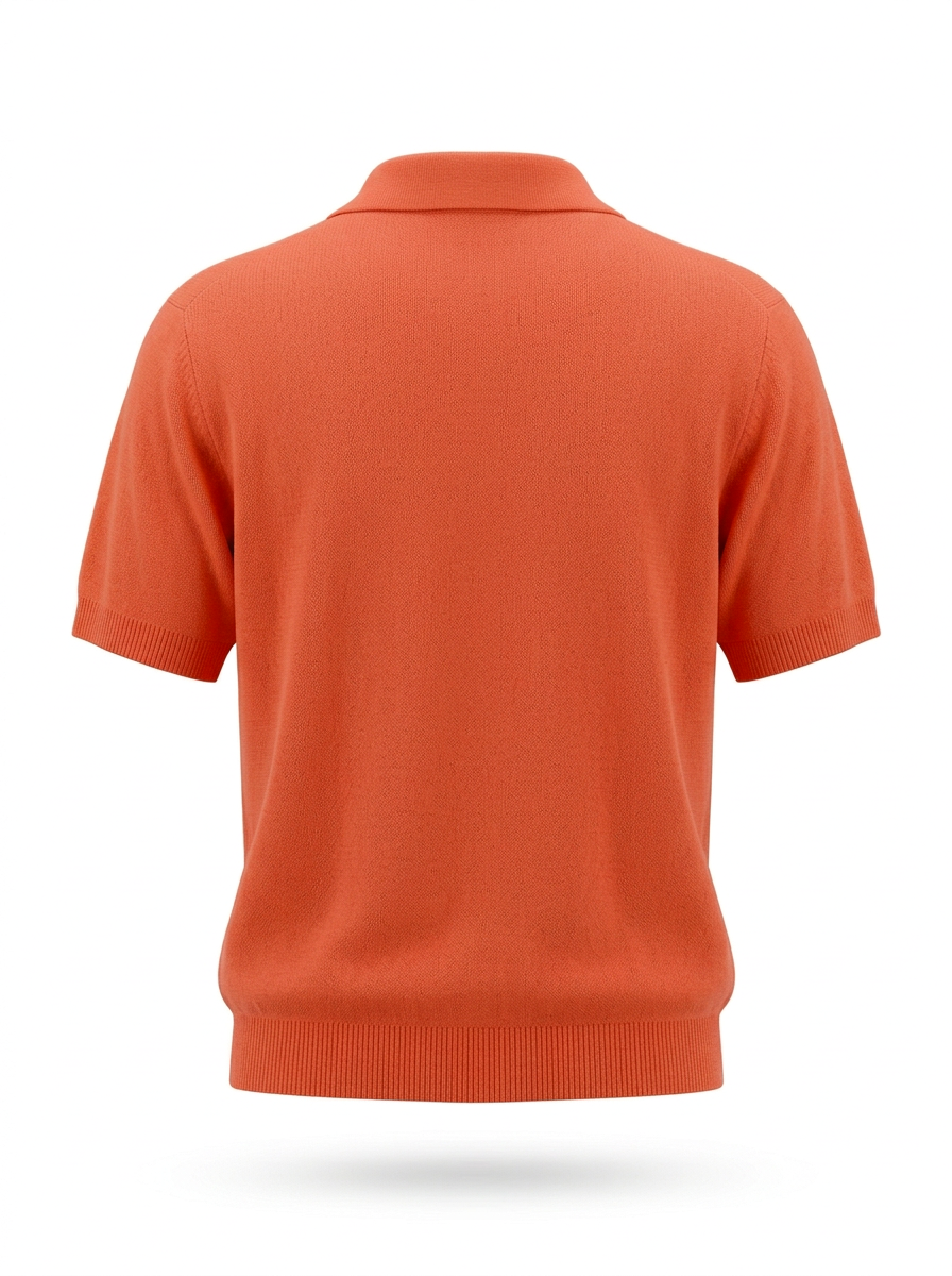S26-155 – Kurzarm-Strickpolo – Orange – Rückansicht