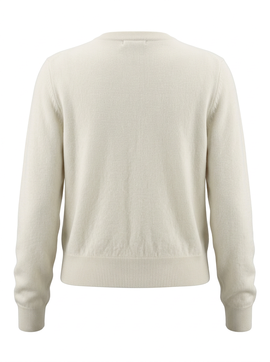 S26-160 – Strickjacke mit Rundhalsausschnitt – Offwhite – Rückansicht