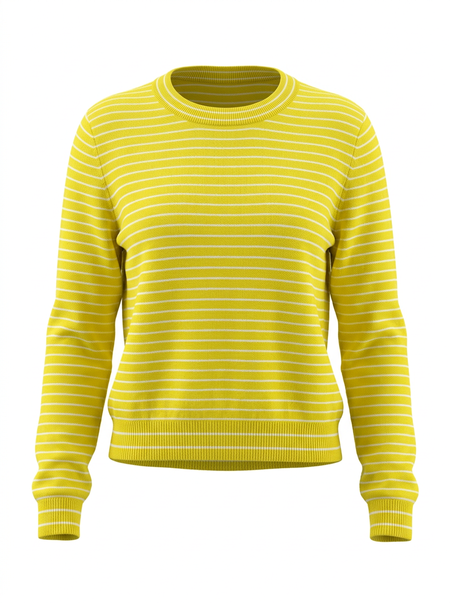 S26-192 – Gestreifter Strickpullover – Yellow – Vorderansicht