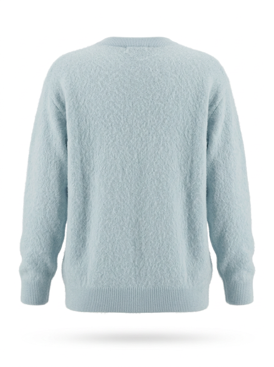 S26-198 – Strickpullover mit Schriftmotiv – Babyblue – Rückansicht