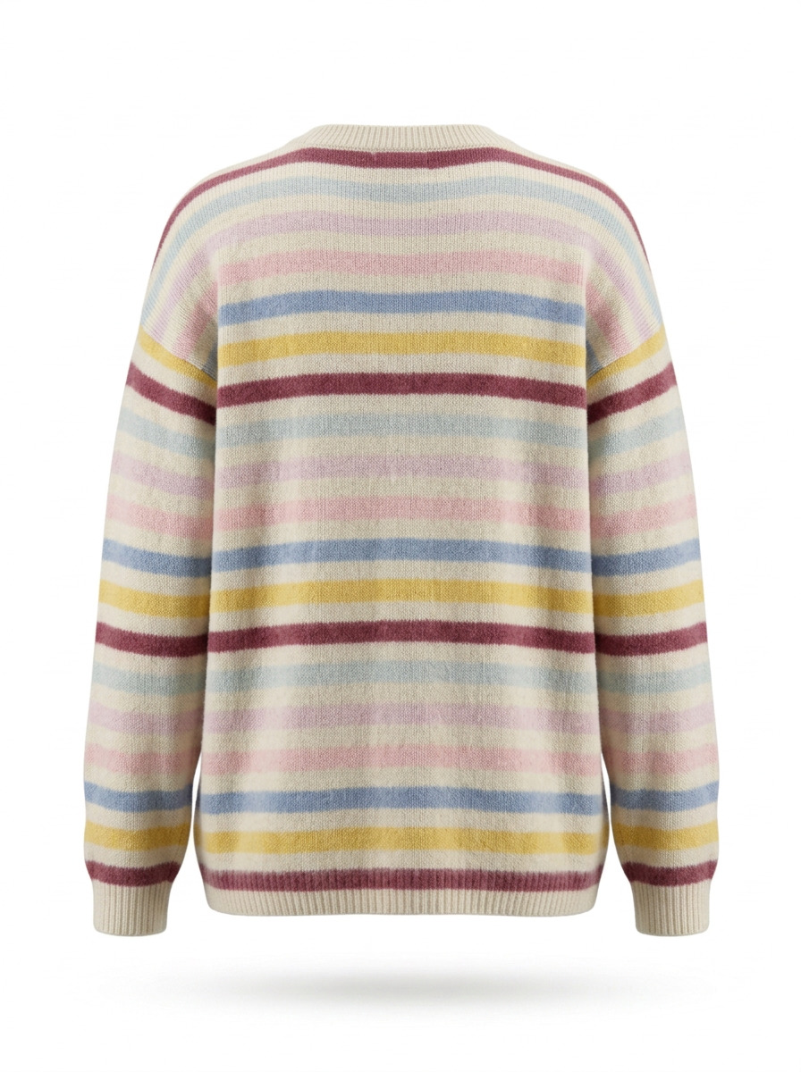 S26-207 – Gestreifter Strickpullover – Multicolor – Rückansicht