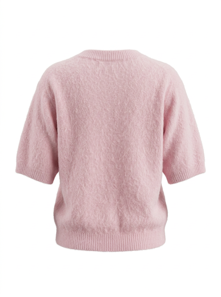 S26-221 – Kurzarm-Strickpullover – Rosa – Rückansicht
